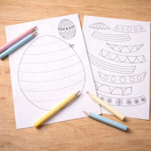 Printable Easter Egg Craft – Patchwork Template for Kids (A4 PDF)